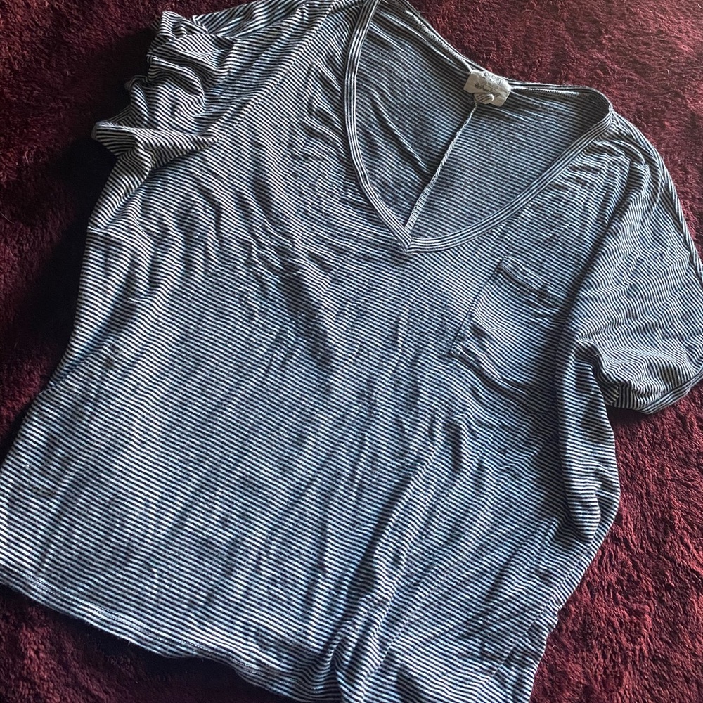 Black & White Striped Loose Pocket Tee